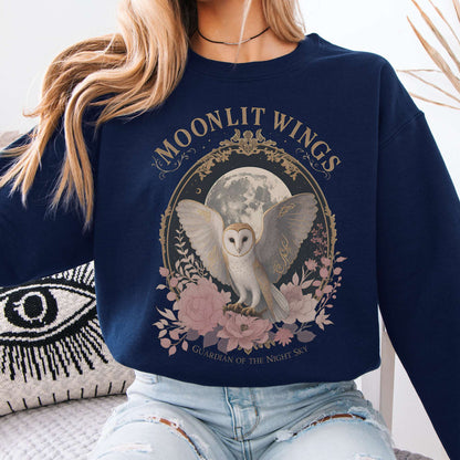 Sweatshirt Navy / S Moonlit Wings Celtic Folklore Crewneck Sweatshirt The Mystic Eden