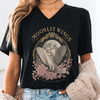 V-neck Black / S Moonlit Wings Celtic Folklore V-Neck The Mystic Eden