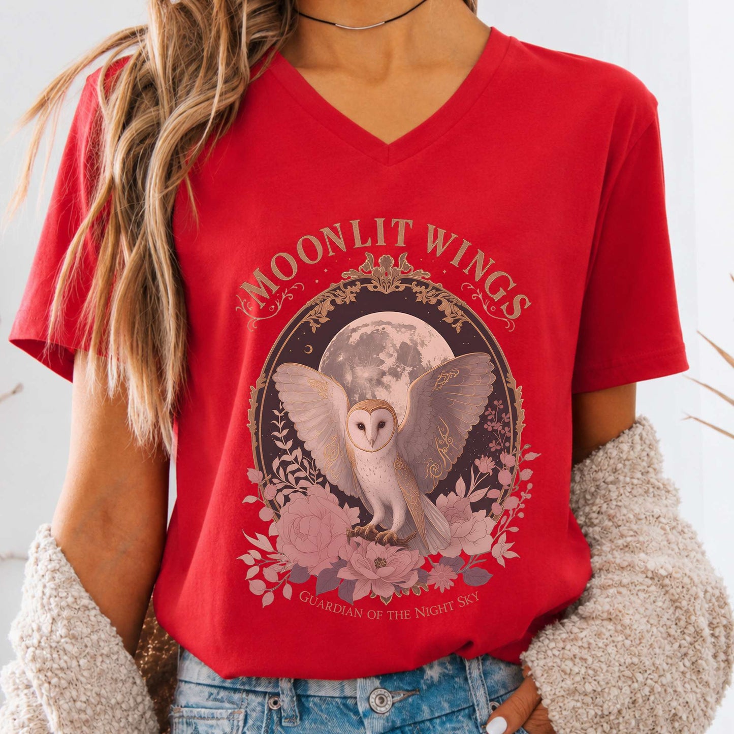 Moonlit Wings Celtic Folklore V-Neck
