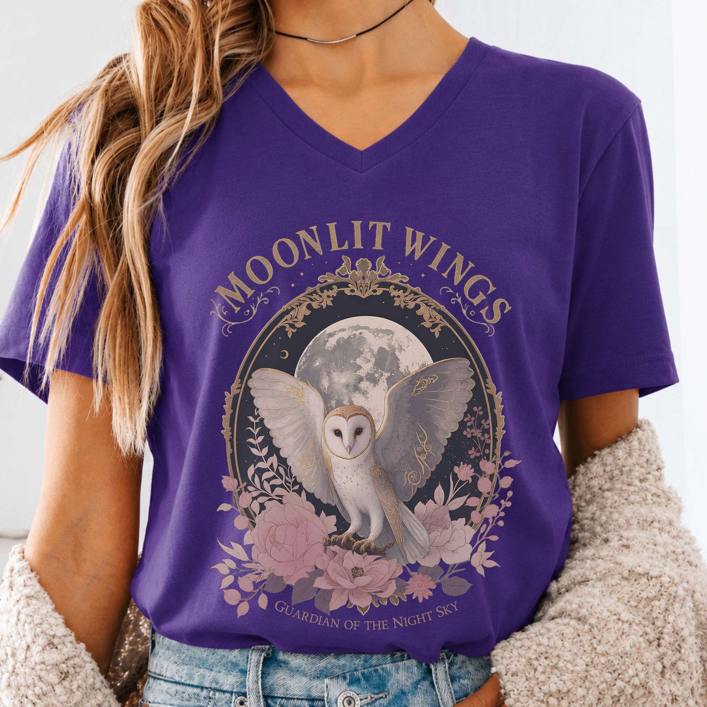Moonlit Wings Celtic Folklore V-Neck