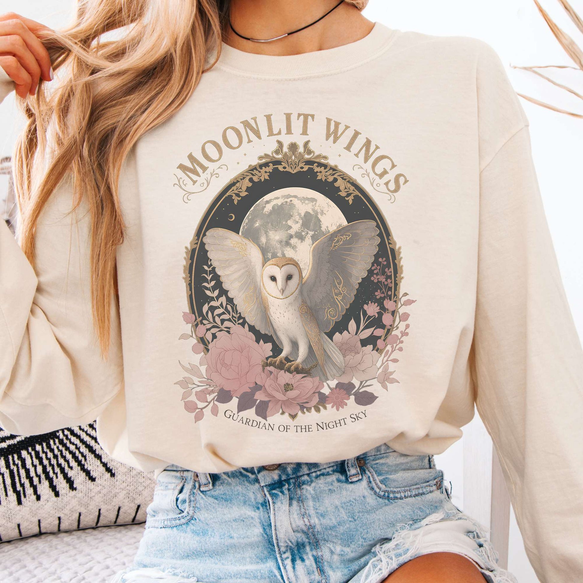 Long-sleeve Ivory / S Moonlit Wings Celtic Folklore Long Sleeve The Mystic Eden