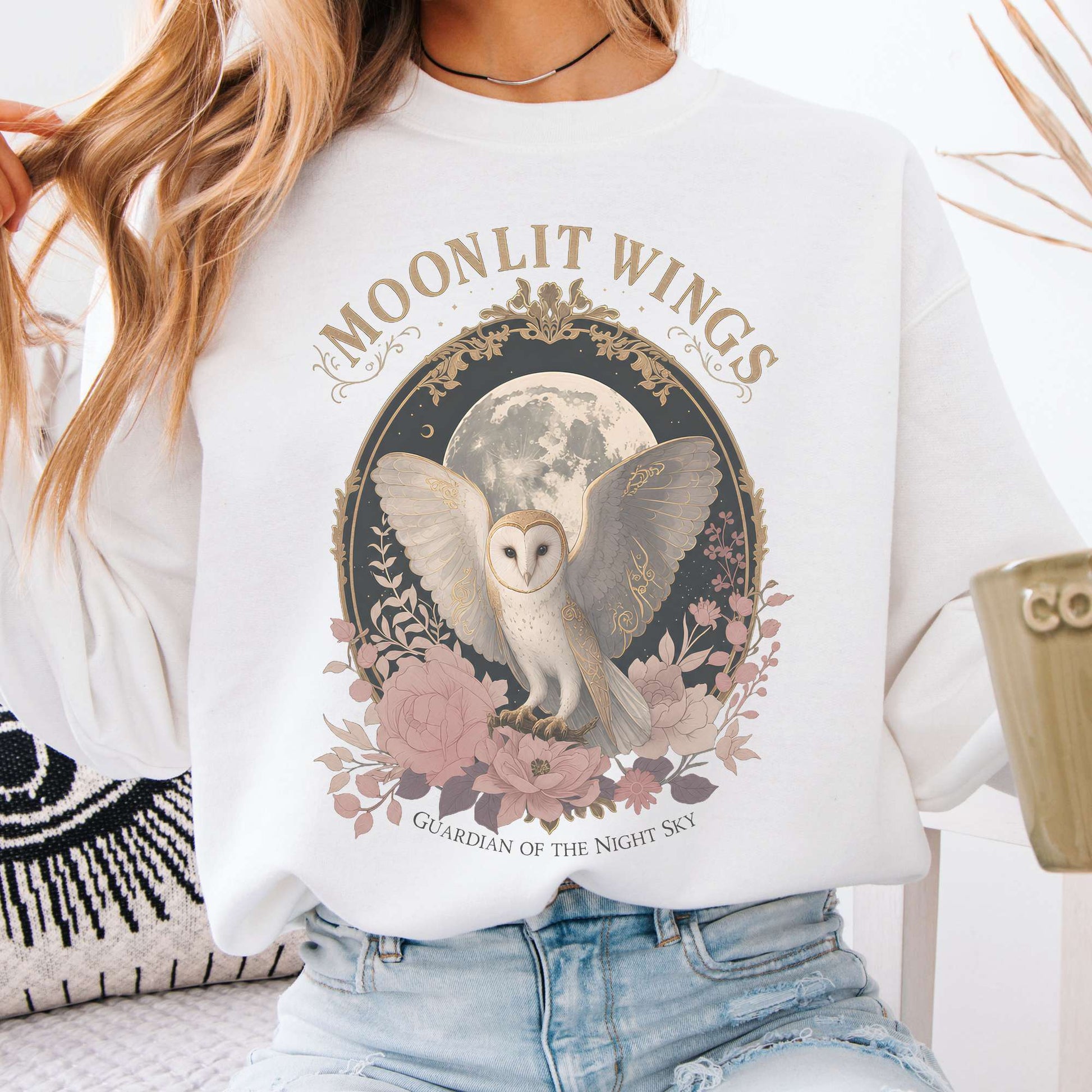 Sweatshirt White / S Moonlit Wings Celtic Folklore Crewneck Sweatshirt The Mystic Eden