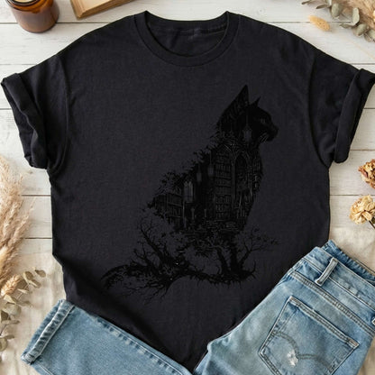 The Cat and the Library Literary T-Shirt