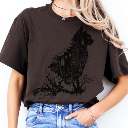 The Cat and the Library Literary T-Shirt