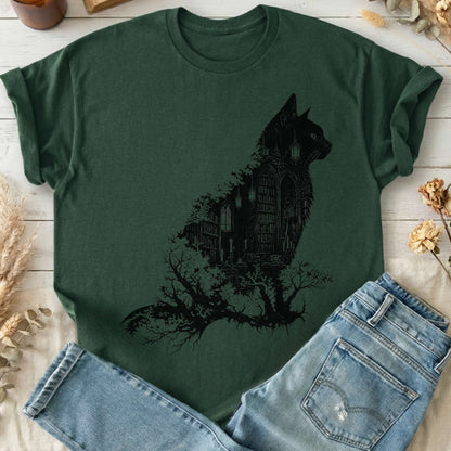 The Cat and the Library Literary T-Shirt