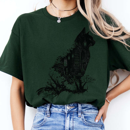 The Cat and the Library Literary T-Shirt