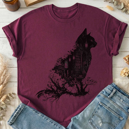 The Cat and the Library Literary T-Shirt