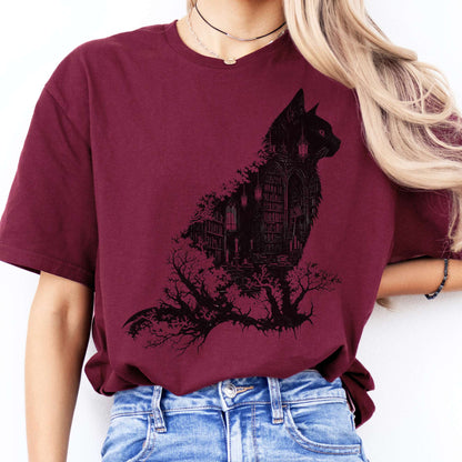 The Cat and the Library Literary T-Shirt