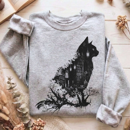 The Cat and the Library Literary Sweatshirt
