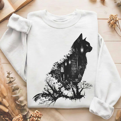 The Cat and the Library Literary Sweatshirt