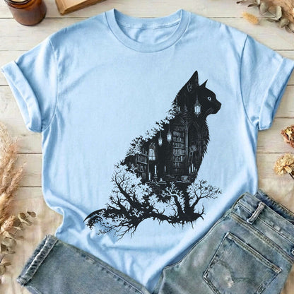 The Cat and the Library Literary T-Shirt