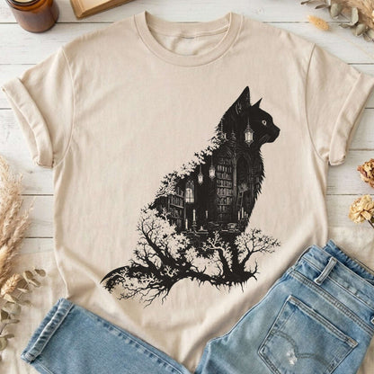 The Cat and the Library Literary T-Shirt