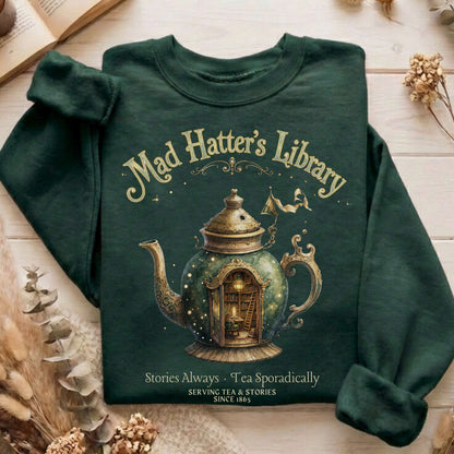 Mad Hatter's Library Lewis Carroll Literary Sweatshirt
