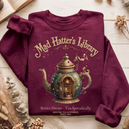 Mad Hatter's Library Lewis Carroll Literary Sweatshirt