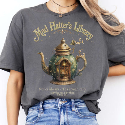 Mad Hatter's Library Lewis Carroll Literary T-Shirt