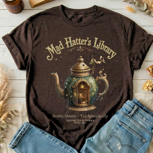 Mad Hatter's Library Lewis Carroll Literary T-Shirt