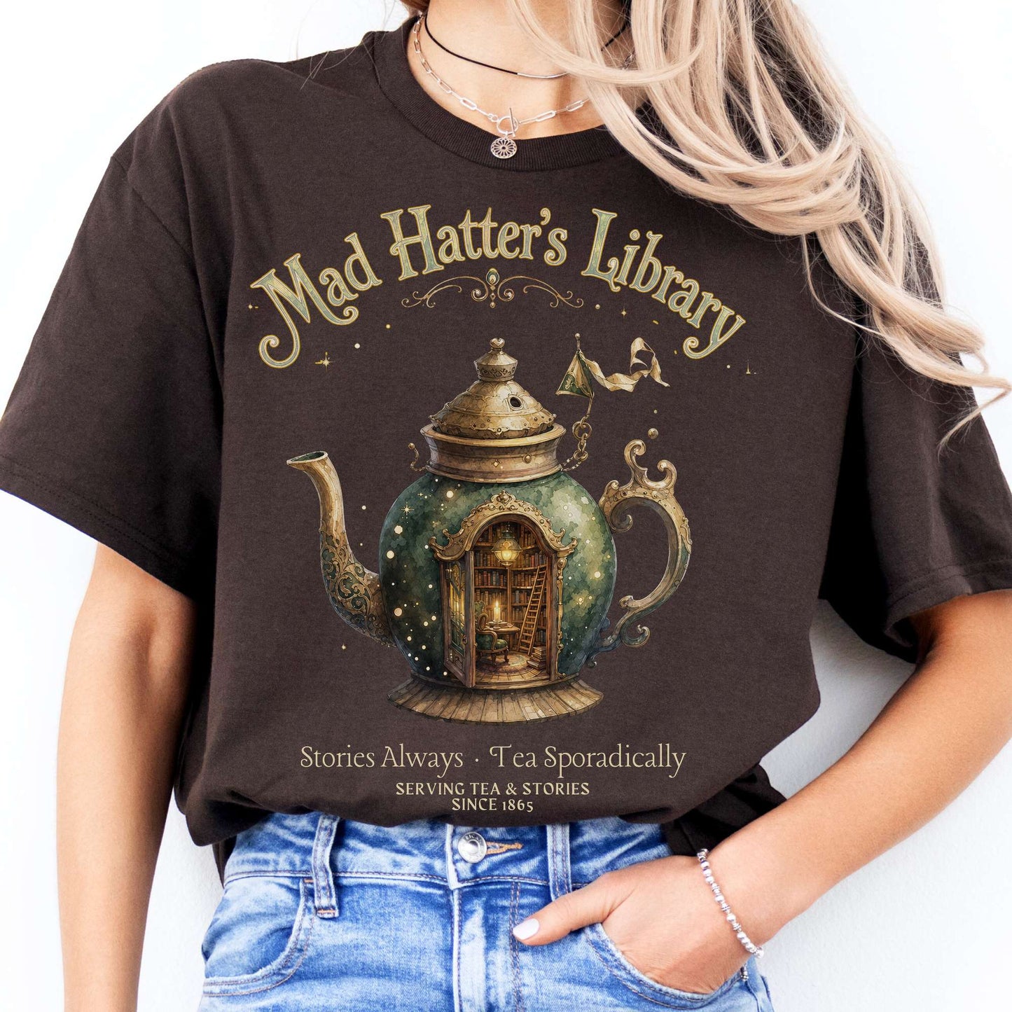 Mad Hatter's Library Lewis Carroll Literary T-Shirt