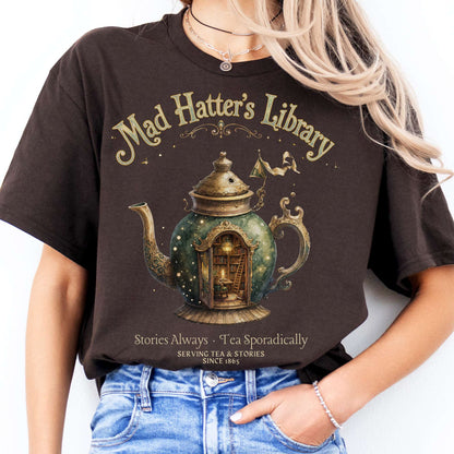 Mad Hatter's Library Lewis Carroll Literary T-Shirt