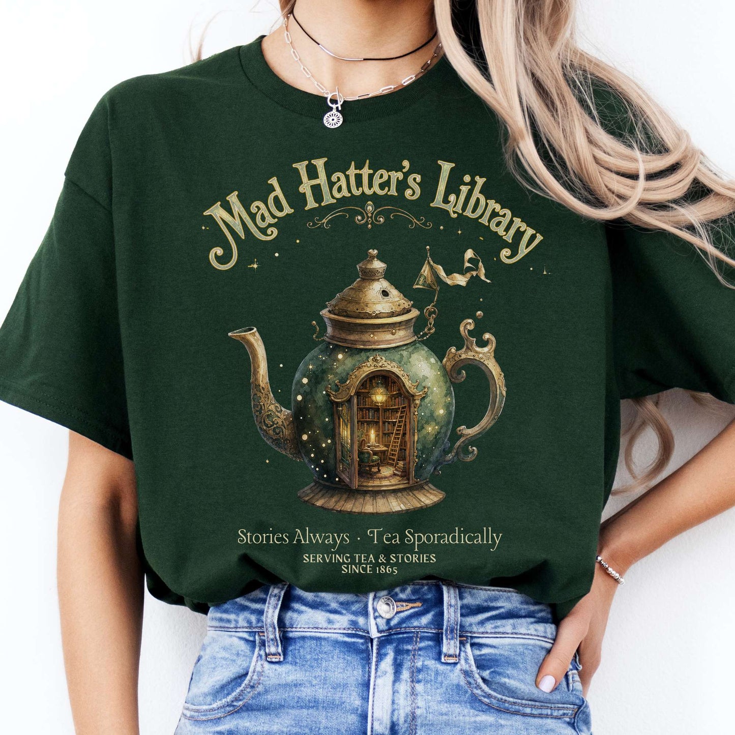 Mad Hatter's Library Lewis Carroll Literary T-Shirt