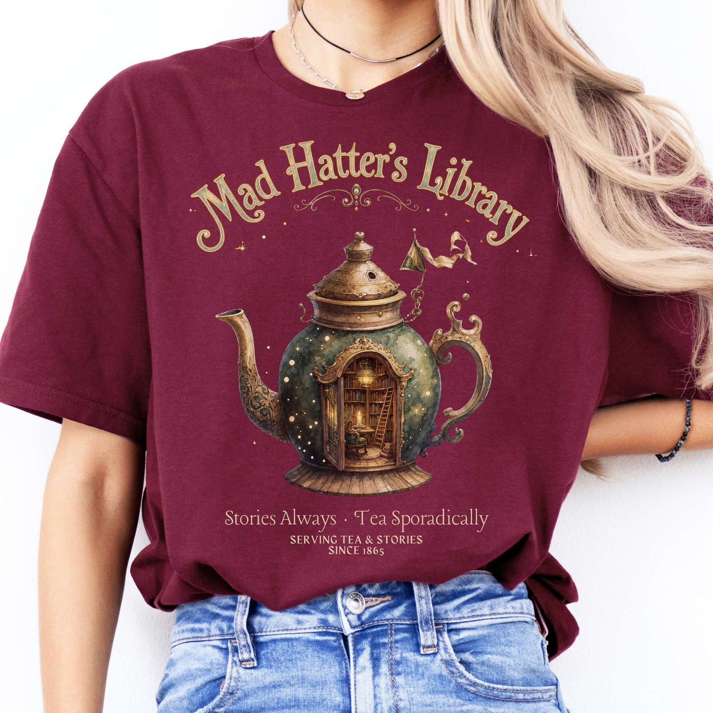 Mad Hatter's Library Lewis Carroll Literary T-Shirt