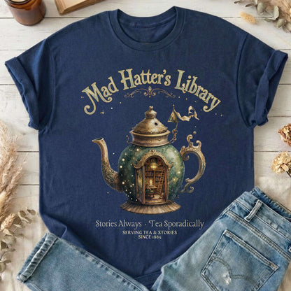 Mad Hatter's Library Lewis Carroll Literary T-Shirt