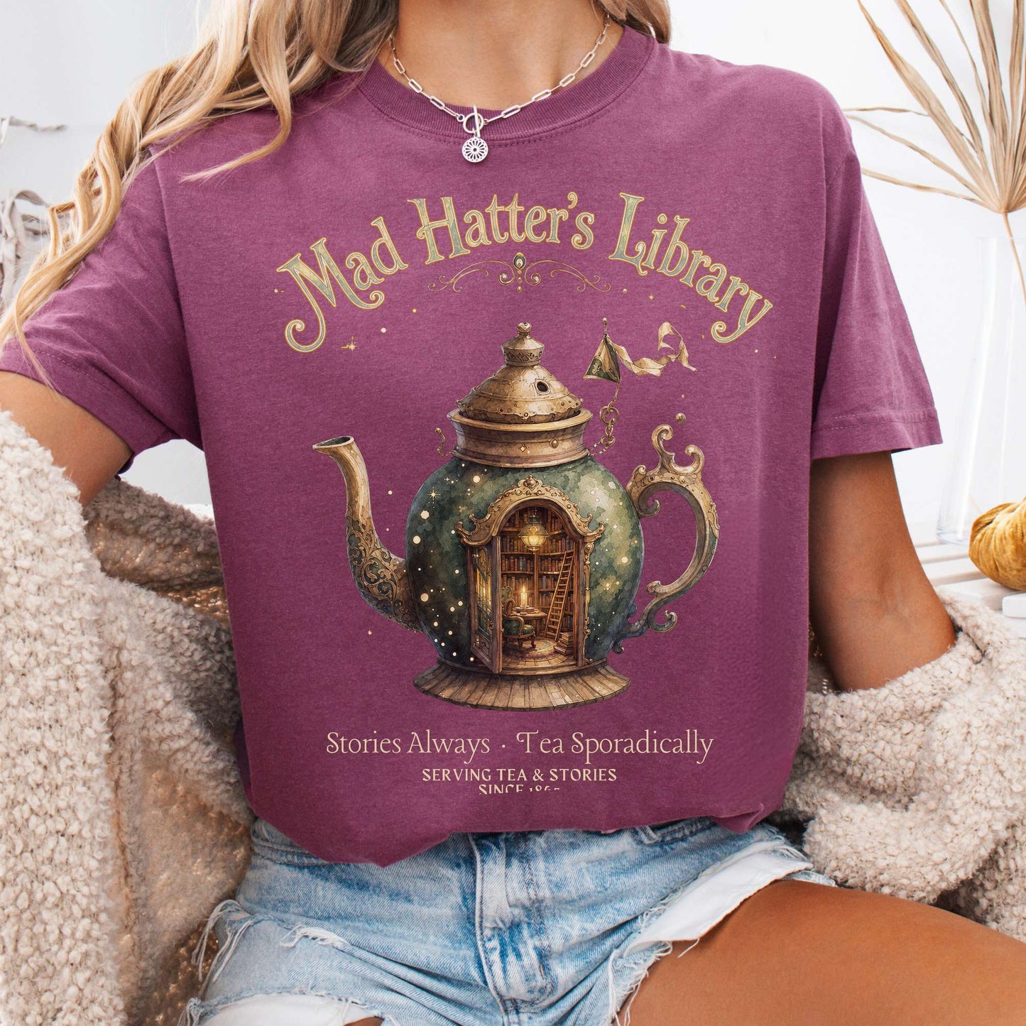 T-Shirt Berry / S Mad Hatter's Library Lewis Carroll Literary T-Shirt The Mystic Eden