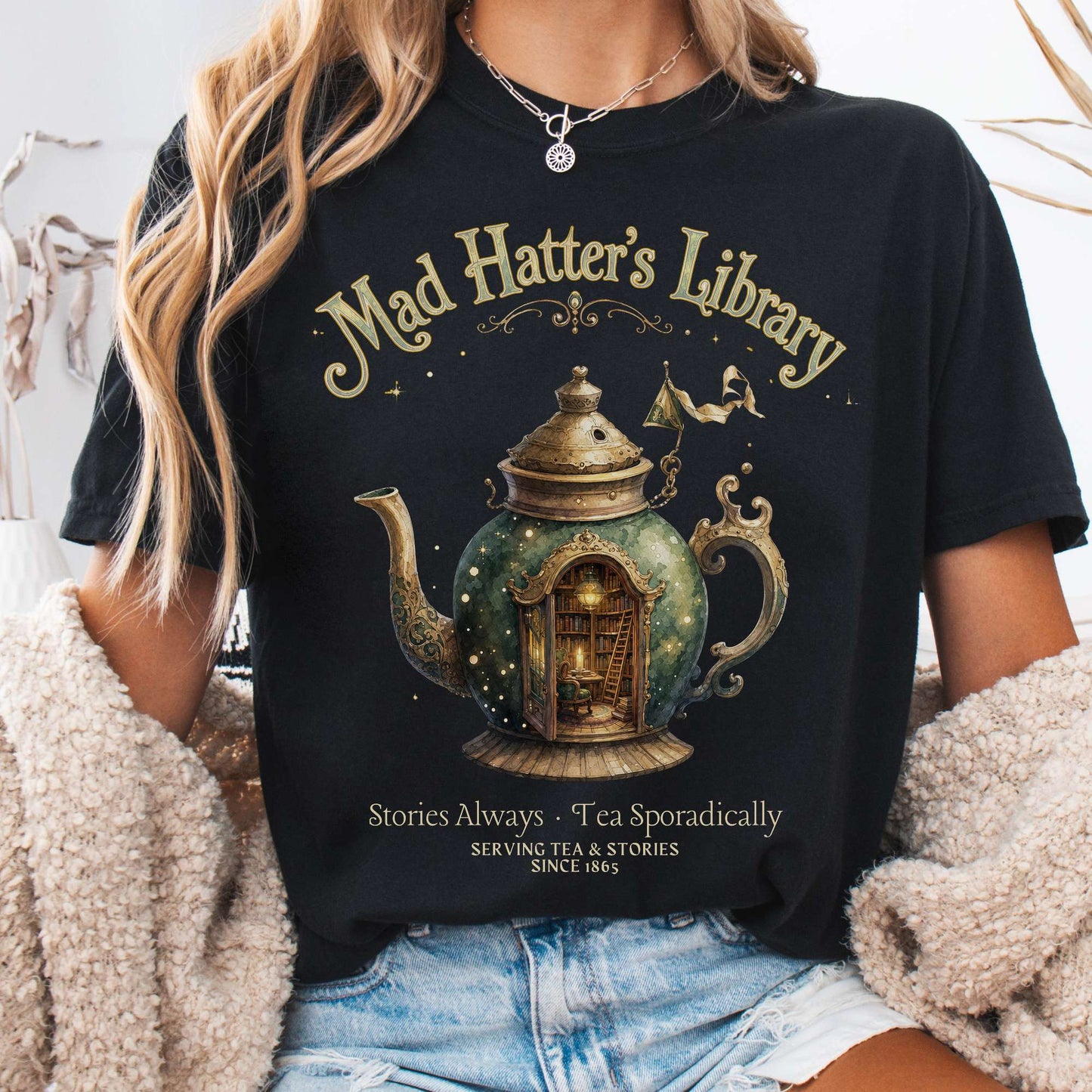 T-Shirt Black / S Mad Hatter's Library Lewis Carroll Literary T-Shirt The Mystic Eden