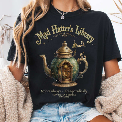 T-Shirt Black / S Mad Hatter's Library Lewis Carroll Literary T-Shirt The Mystic Eden