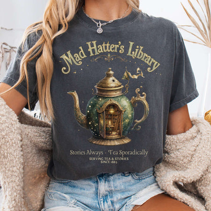 T-Shirt Pepper / S Mad Hatter's Library Lewis Carroll Literary T-Shirt The Mystic Eden