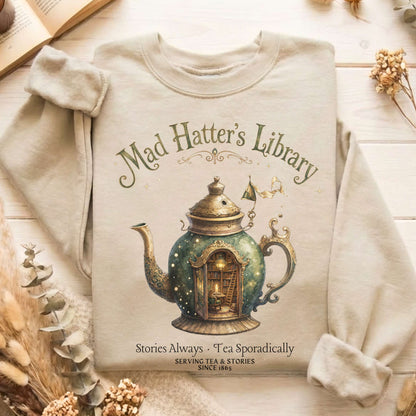 Mad Hatter's Library Lewis Carroll Literary Sweatshirt