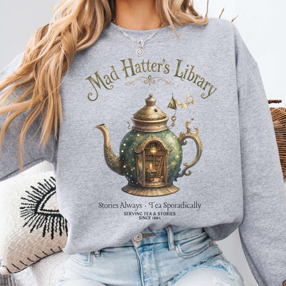 Mad Hatter's Library Lewis Carroll Literary Sweatshirt