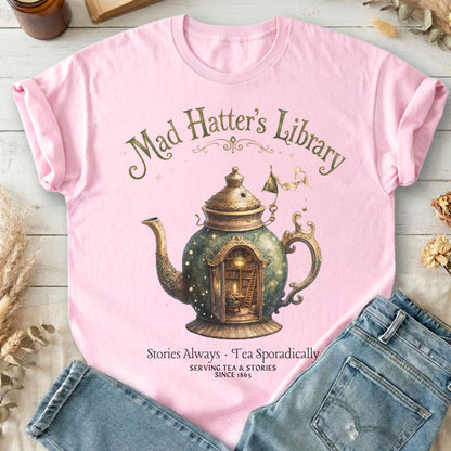 Mad Hatter's Library Lewis Carroll Literary T-Shirt