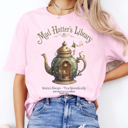 Mad Hatter's Library Lewis Carroll Literary T-Shirt