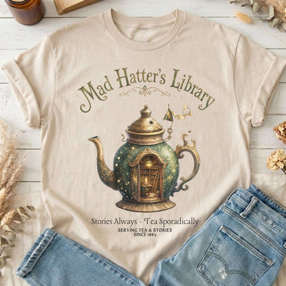 Mad Hatter's Library Lewis Carroll Literary T-Shirt