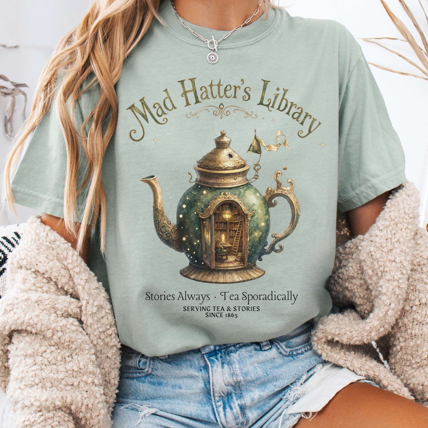 T-Shirt Bay / S Mad Hatter's Library Lewis Carroll Literary T-Shirt The Mystic Eden