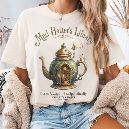 T-Shirt Ivory / S Mad Hatter's Library Lewis Carroll Literary T-Shirt The Mystic Eden
