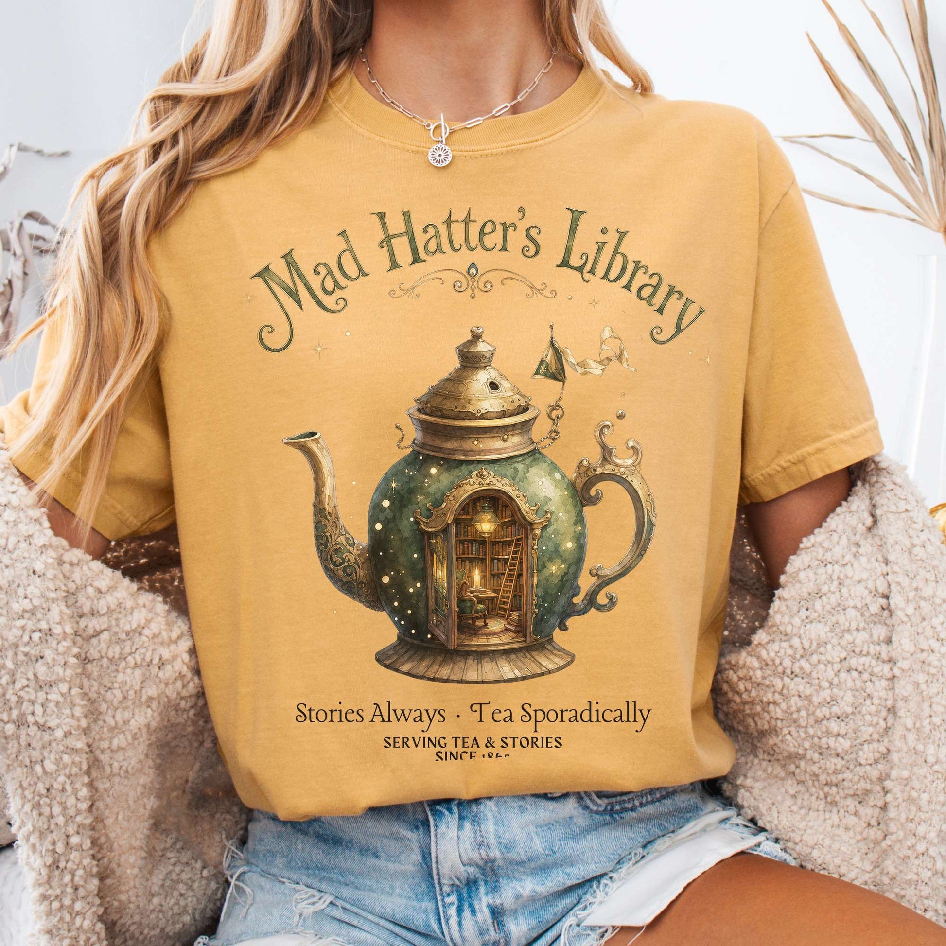 T-Shirt Mustard / S Mad Hatter's Library Lewis Carroll Literary T-Shirt The Mystic Eden
