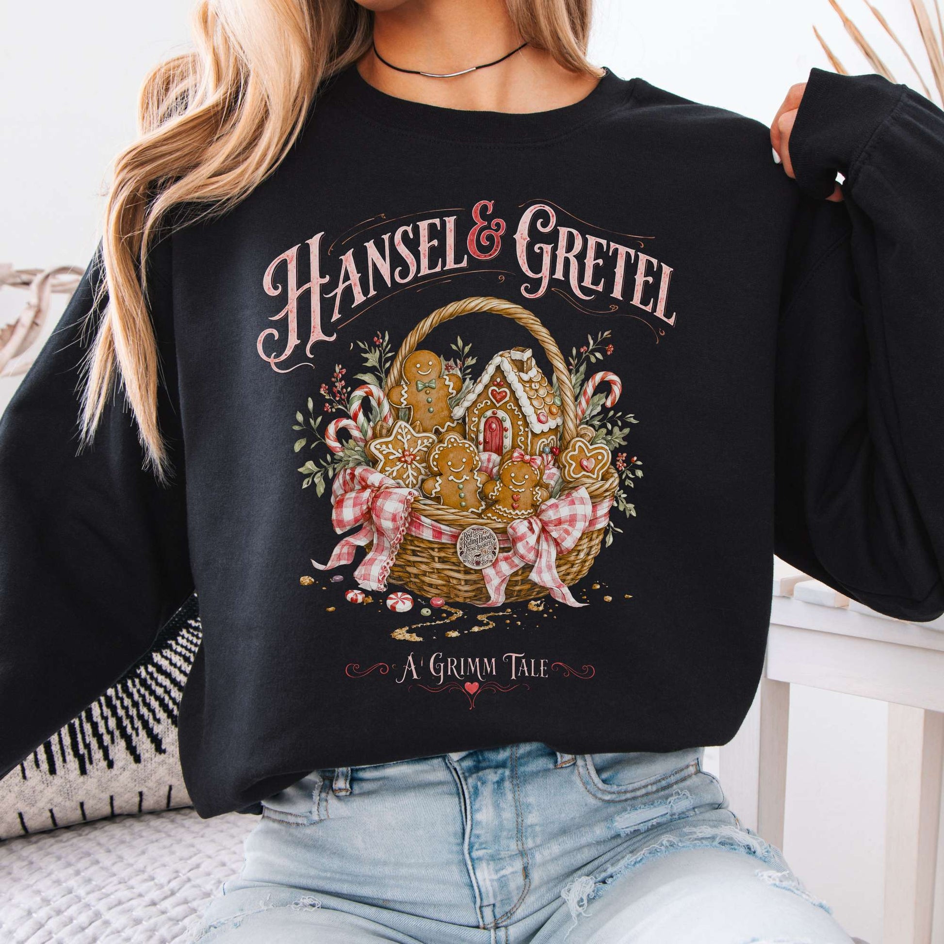 Sweatshirt Black / S Hansel & Gretel Grimm Brothers Fairy Tale Crewneck Sweatshirt The Mystic Eden