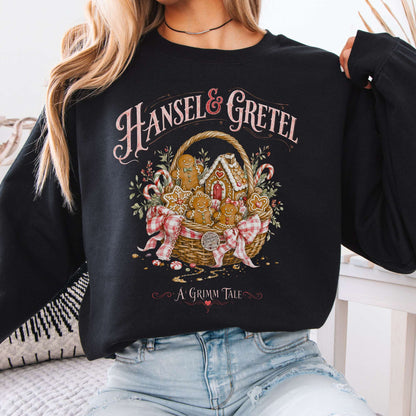 Sweatshirt Black / S Hansel & Gretel Grimm Brothers Fairy Tale Crewneck Sweatshirt The Mystic Eden