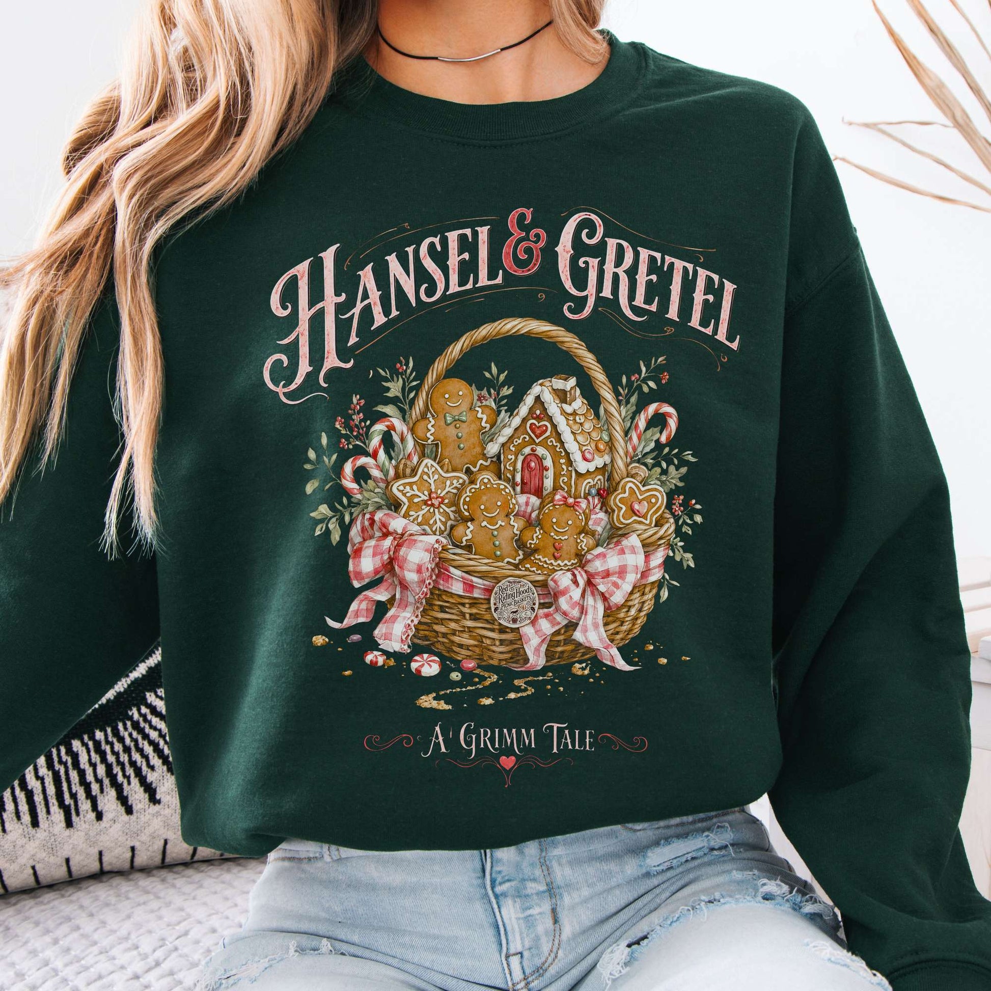 Sweatshirt Forest Green / S Hansel & Gretel Grimm Brothers Fairy Tale Crewneck Sweatshirt The Mystic Eden