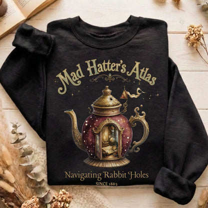 Mad Hatter's Atlas Lewis Carroll Literary Sweatshirt