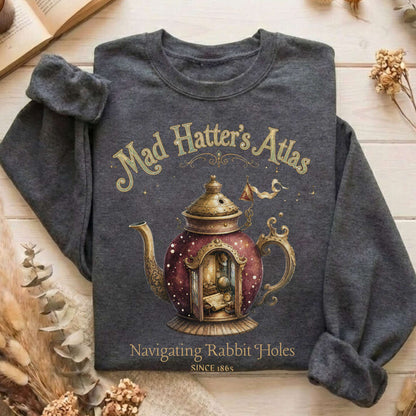 Mad Hatter's Atlas Lewis Carroll Literary Sweatshirt