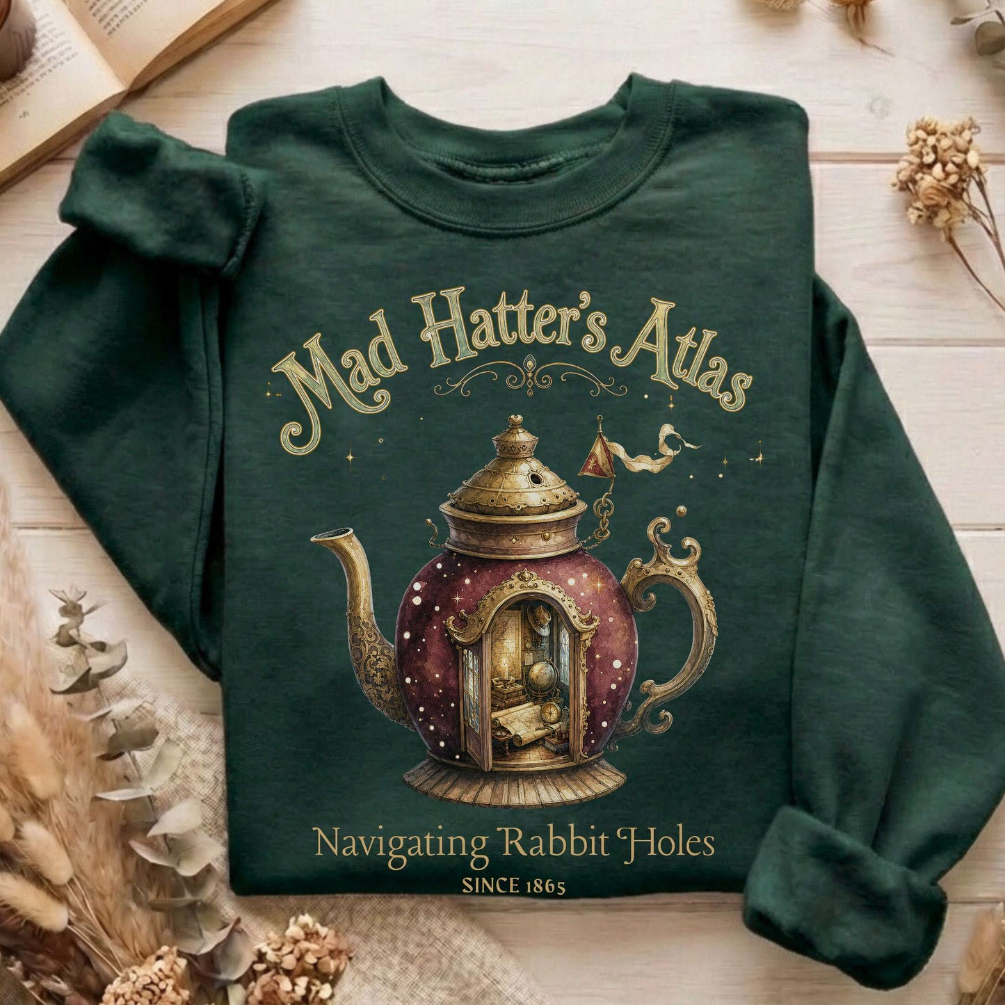 Mad Hatter's Atlas Lewis Carroll Literary Sweatshirt