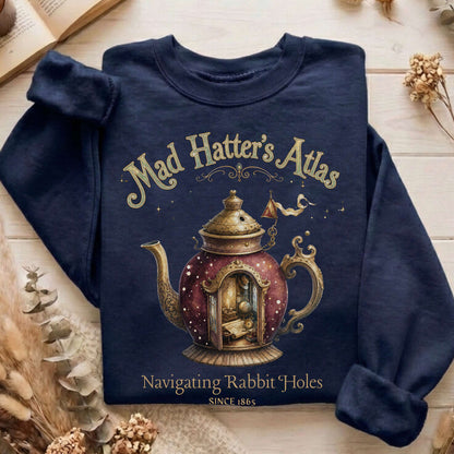 Mad Hatter's Atlas Lewis Carroll Literary Sweatshirt