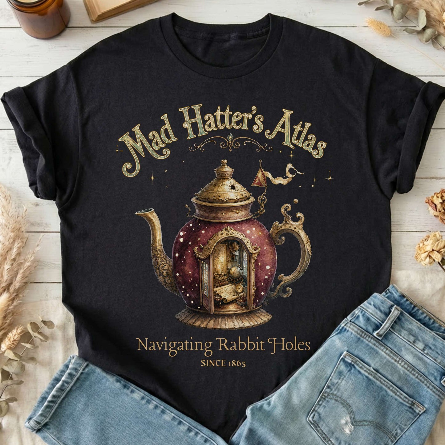 Mad Hatter's Atlas Lewis Carroll Literary T-Shirt