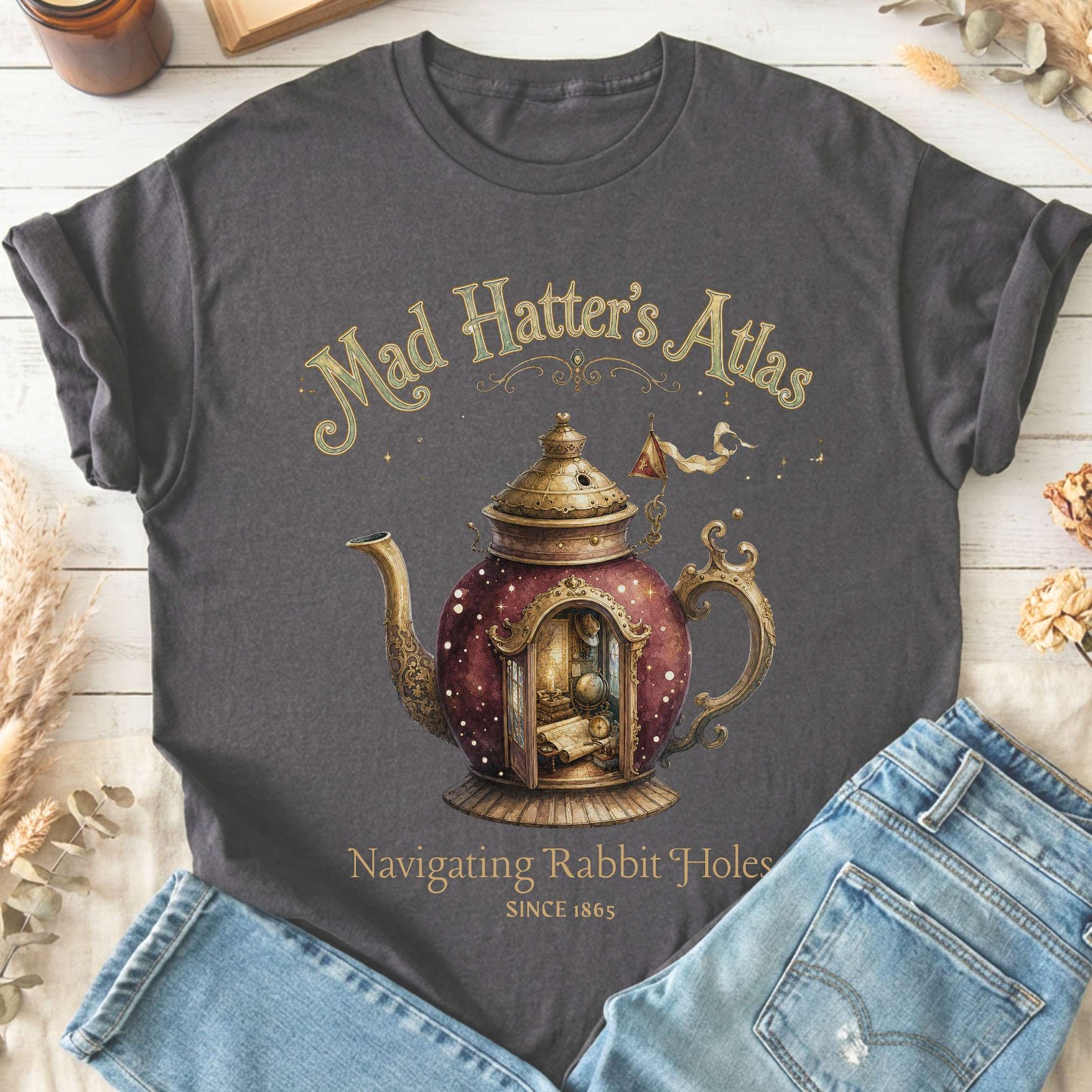 Mad Hatter's Atlas Lewis Carroll Literary T-Shirt