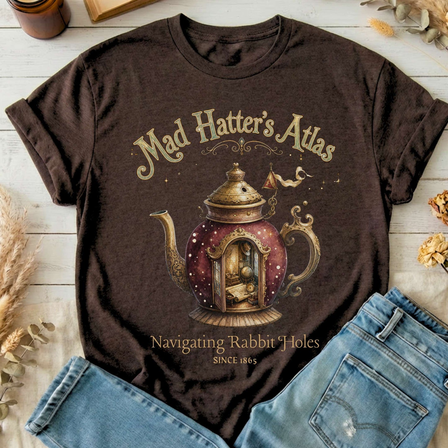 Mad Hatter's Atlas Lewis Carroll Literary T-Shirt