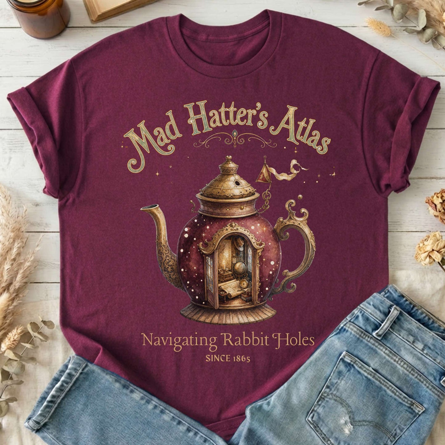 Mad Hatter's Atlas Lewis Carroll Literary T-Shirt