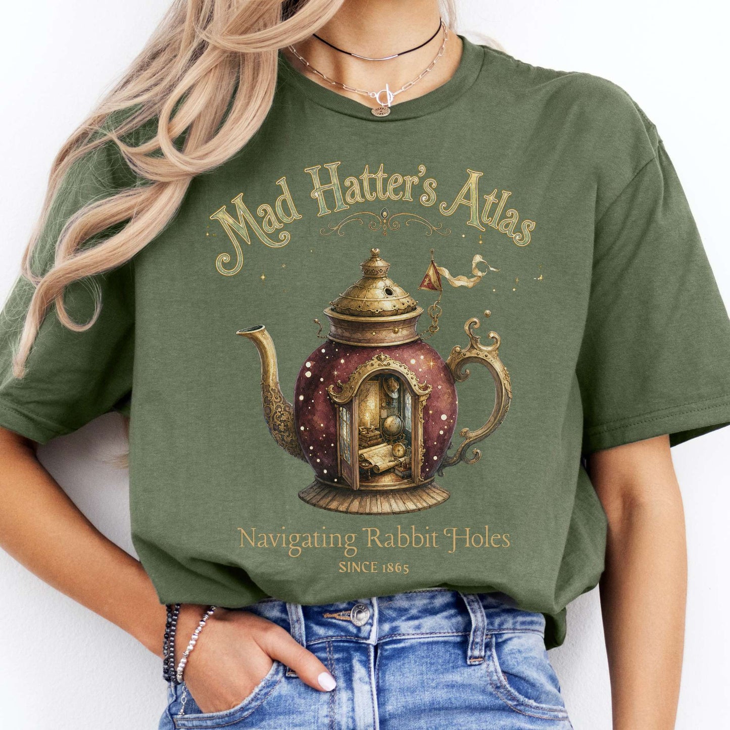 Mad Hatter's Atlas Lewis Carroll Literary T-Shirt