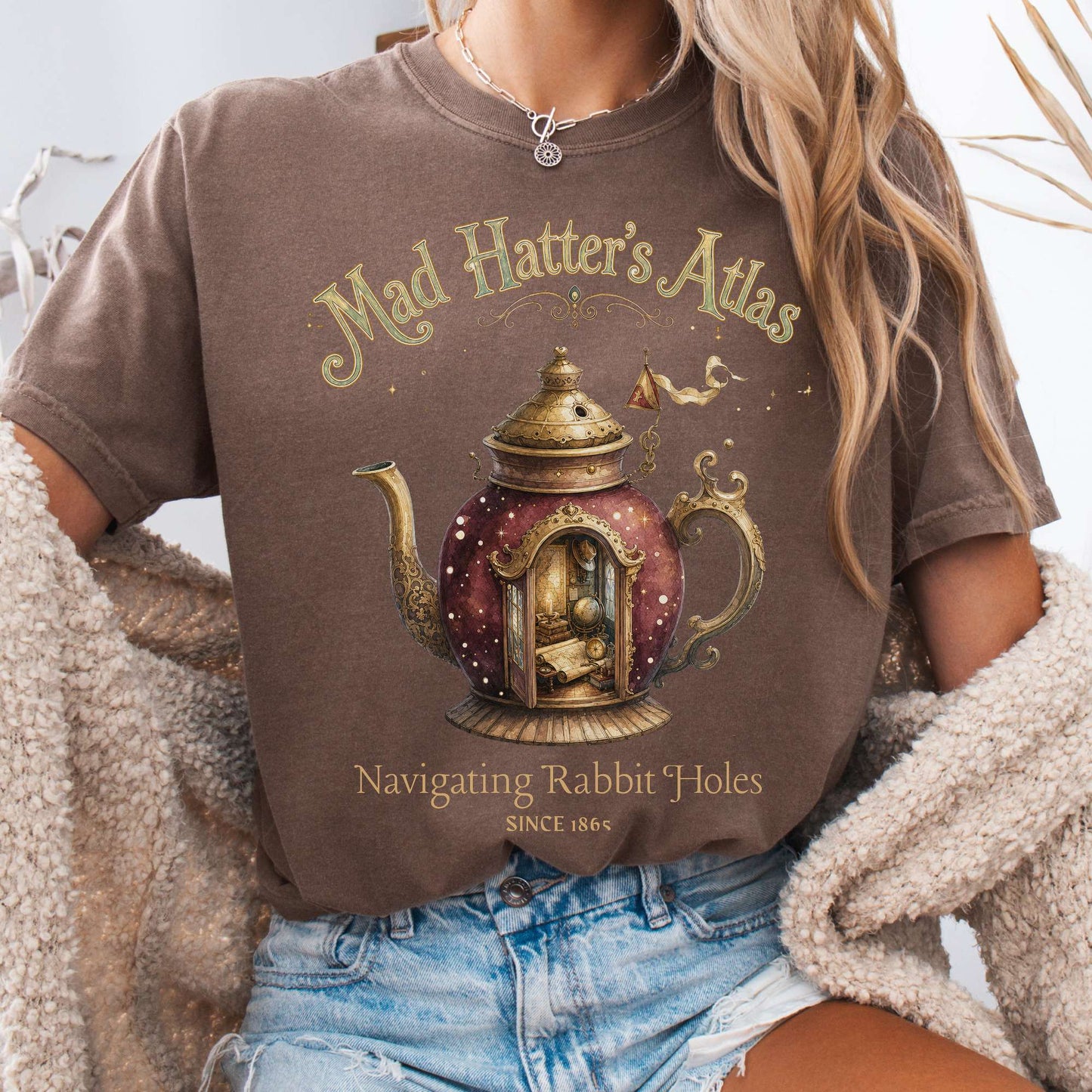 T-Shirt Espresso / S Mad Hatter's Atlas Lewis Carroll Literary T-Shirt The Mystic Eden